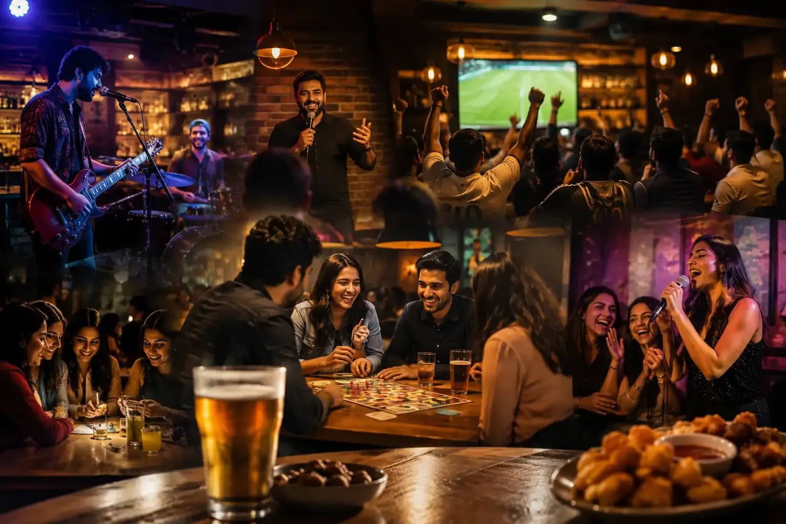 Lively Indian pub featuring live music, comedy, sports screening, karaoke, board games, food and social gatherings, highlighting the shift toward experience-led pub businesses