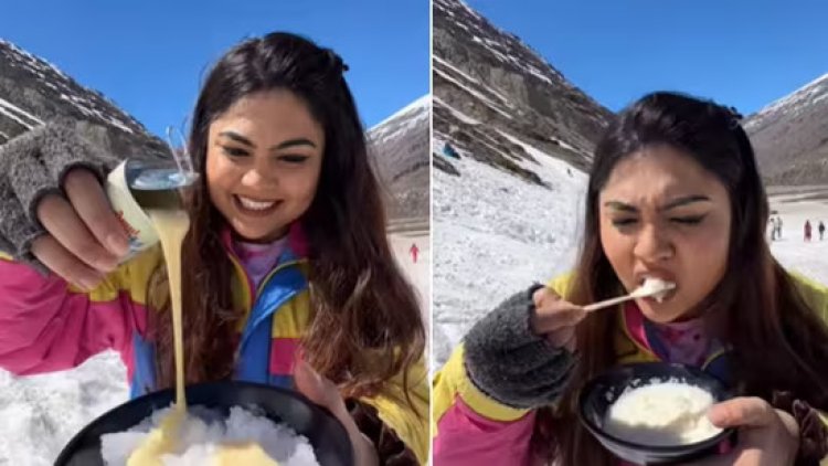 Woman’s Video of Eating Snow Ice Cream Goes Viral on Instagram, People react