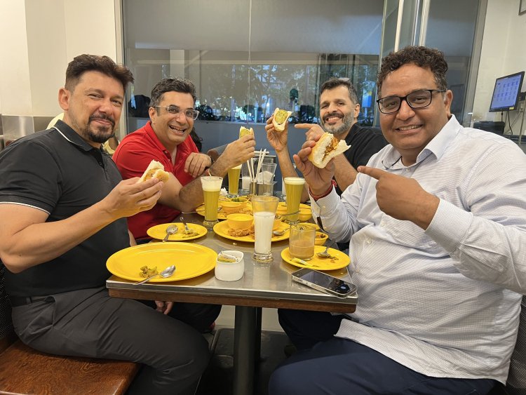 Madhuri Dixit's husband Dr. Shriram Nene enjoys vada pav in Mumbai with Paytm founder Vijay Shekhar Sharma